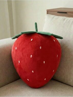 Embroidered Strawberry Indoor Pillow